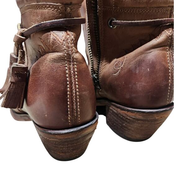 Justin REBA western cowboy boots size 6.5 low ankle booties‎ brown leather - Picture 4 of 10